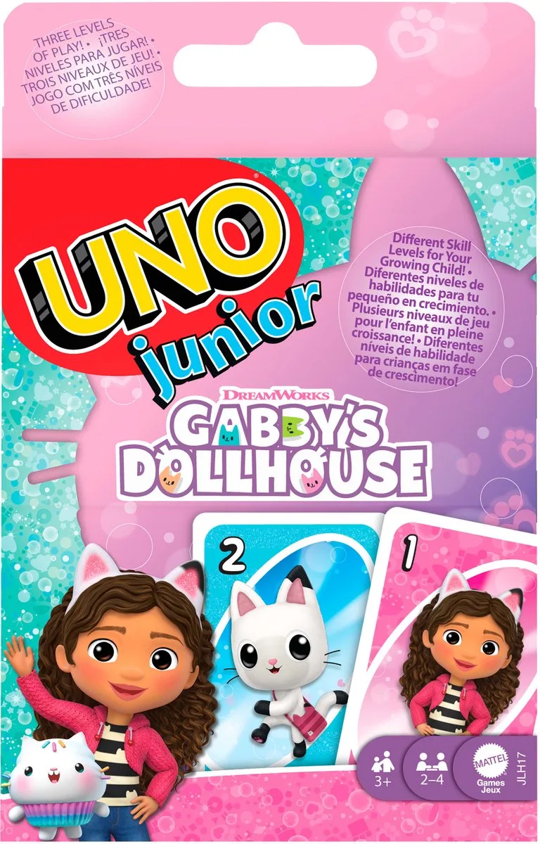 UNO junior DreamWorks Gabby's Poppenhuis Kaartspel von Mattel Games – Schachtel