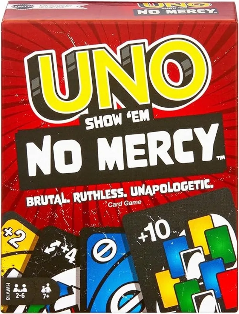 UNO No Mercy-kaartspel - Nieuwe versie voor eindeloos plezier från Mattel Games – kartong