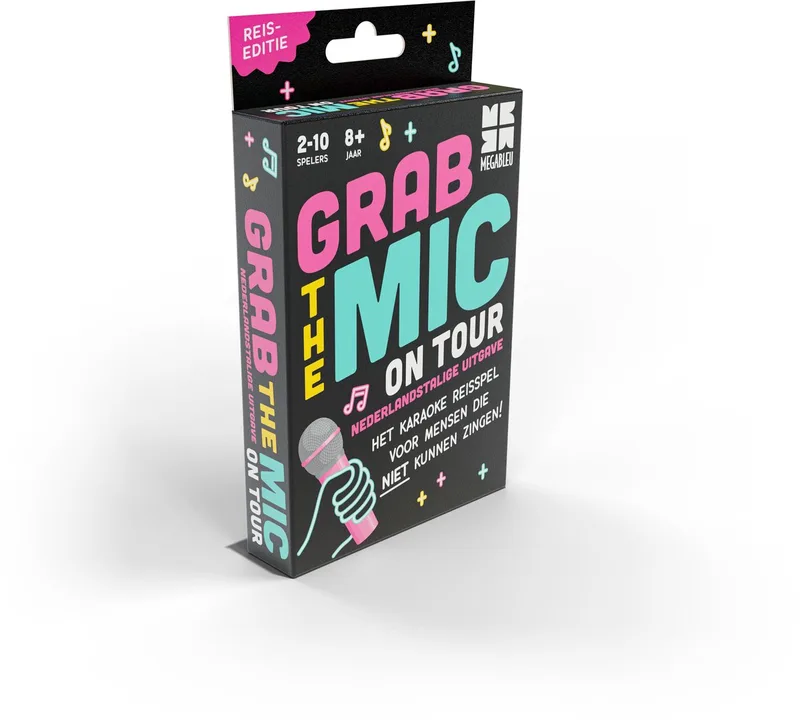 Grab The Mic On Tour - Nederlandstalige Reiseditie - Compact Muziekspel - 2-10 Spelers - Reisspel voor Familie & Vrienden from Megableu – box