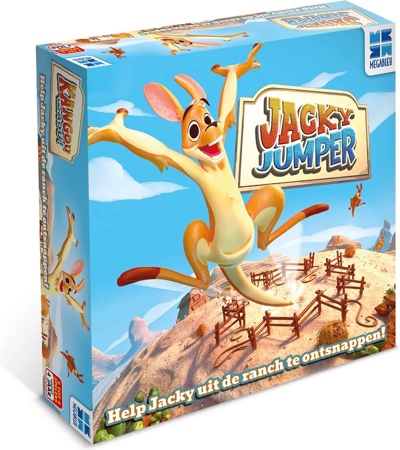 Jacky Jumper - Megableu Jacky Jumper - Grappig Actiespel met Stuiterende Kangoeroes - Kinderspel Vanaf 5 Jaar - 2-4 Spelers - Met Trampoline Speelveld van Megableu – doos