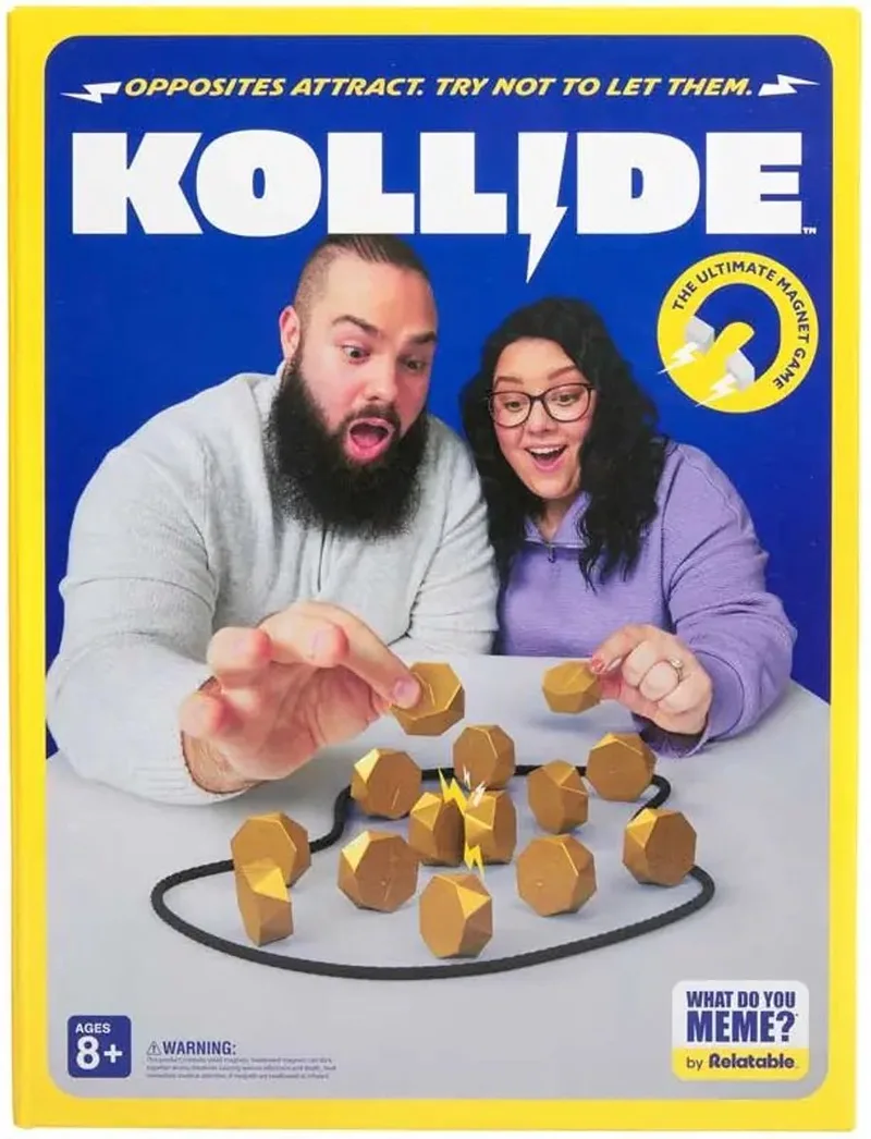 Kollide - Het Magnetische Strategiespel vol Spanning - Vanaf 8 Jaar - 1-4 Spelers - Behendigheid & Tactiek from Megableu, Blauw en Geel edition – box