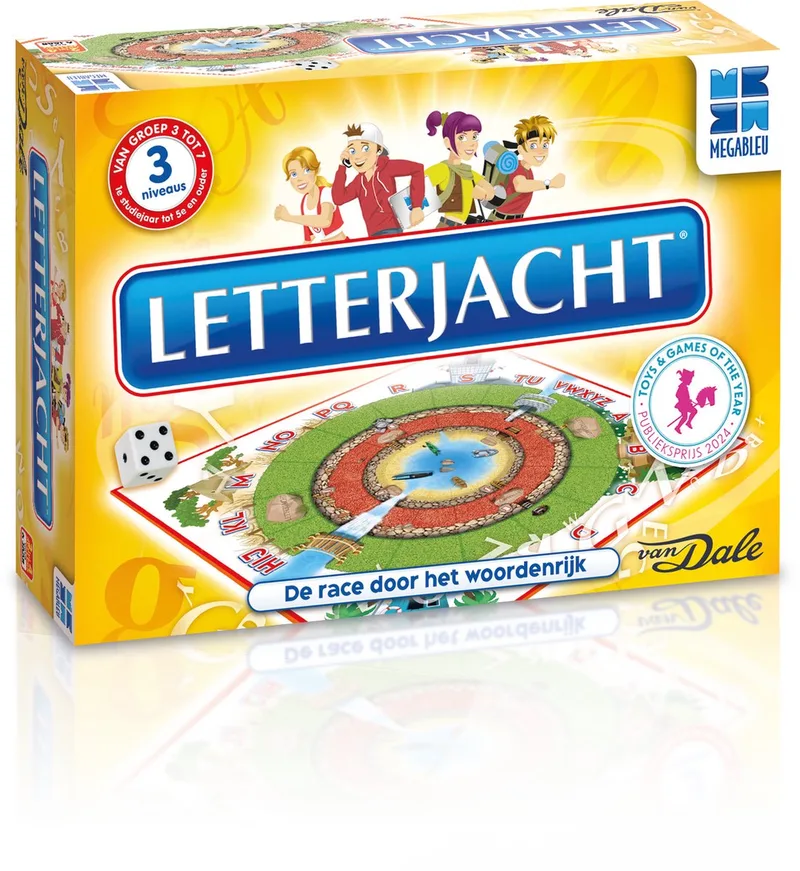 Letterjacht - Educatief Taalspel voor Kinderen - Woordspel in samenwerking met Van Dale - Vanaf 6 Jaar - Bekroond Bordspel von Megableu, Ausgabe Meerkleurig – Schachtel