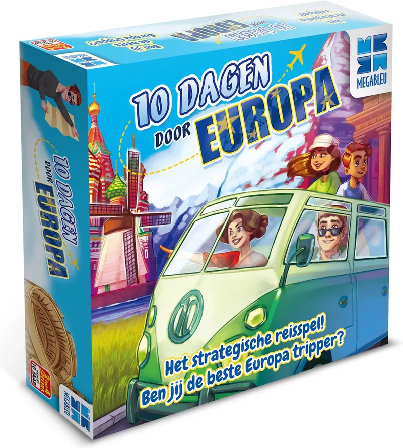 Megableu 10 Dagen door Europa - Educatief Reisspel voor het Hele Gezin - Bordspel Vanaf 10 Jaar - 2-4 Spelers - Ontdek Europa op Speelse Wijze van Megableu – doos