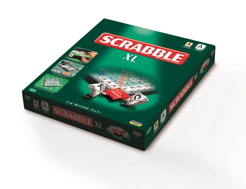 Scrabble XL - Het Klassieke Woordspel in Extra Groot Formaat - Bordspel voor de Hele Familie - 2-4 Spelers - Grote Letters met Tilelock-Systeem van Megableu – doos
