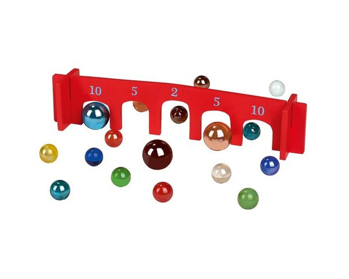 Spiel Klassisches Murmelspiel aus Holz mit Glasmurmeln von Moses Verlag – Schachtel