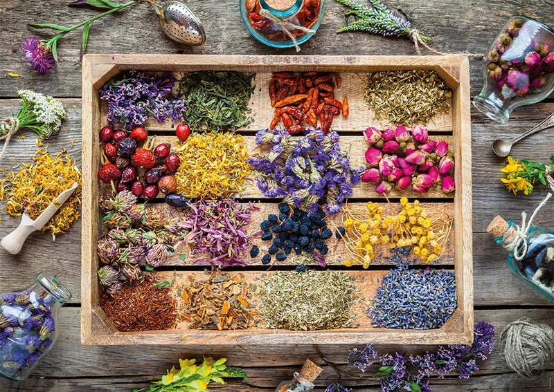 legpuzzel Medicinale Planten 1500 stukjes bloemen puzzel. fra Nathan, Flerfarvet-udgave – æske