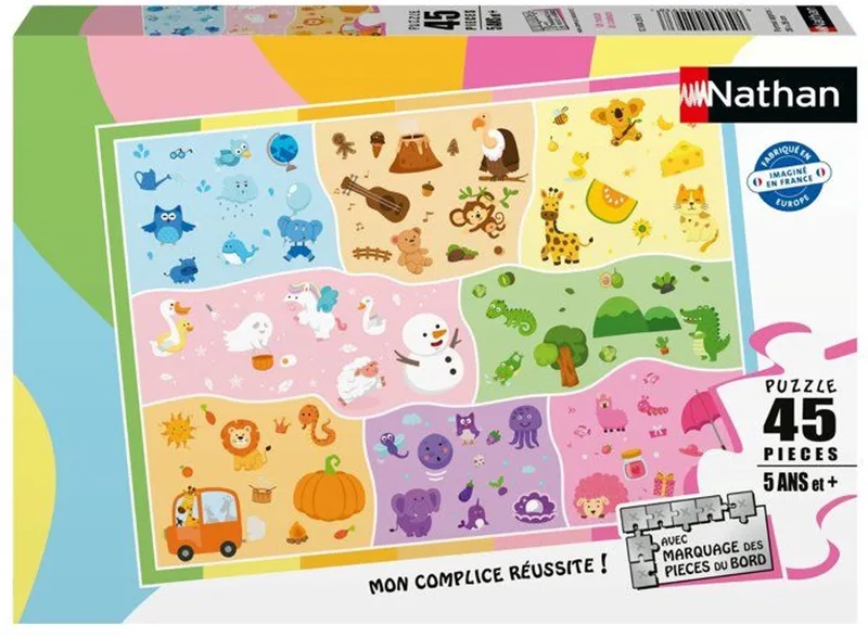 Nathan-Kinderpuzzel 45 stukjes - Een wereld van kleuren - 5-Jarigen van topkwaliteit - Puzzel van topkwaliteit - Dikke en Resistente Karton - 12004293 de Nathan, édition Multicolore – boîte