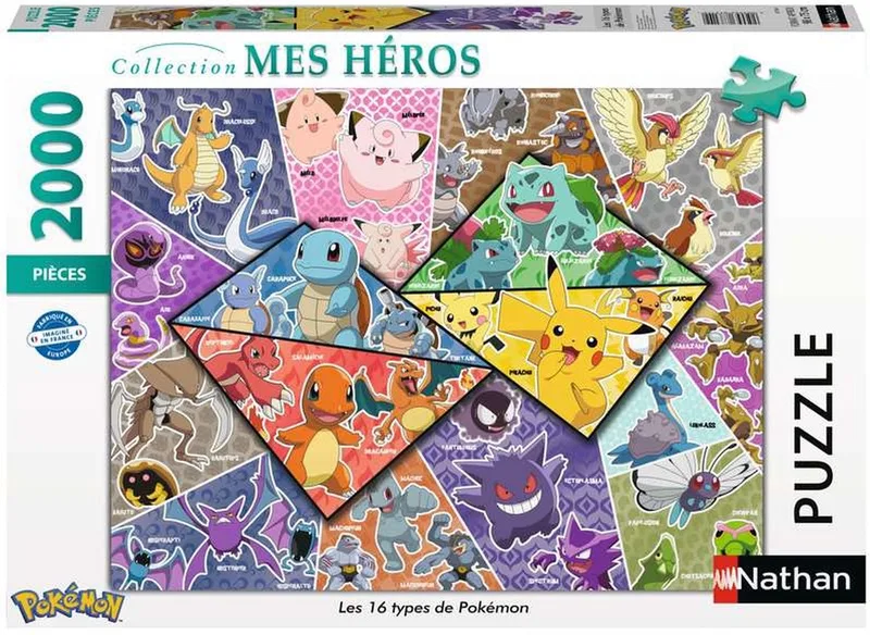 puzzel Pokémon legpuzzel The 16 Types - 2000 stukjes. från Nathan, utgåva Flerfärgad – kartong