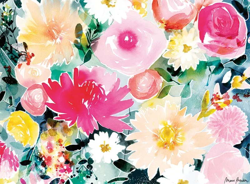 Puzzle Dahlias et roses / Marie Boudon (Collection Carte blanche) - 500 à 999 pièces fra Nathan – æske