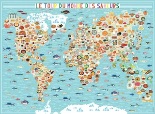 Puzzle Le Tour du Monde des Saveurs - Julie Mercier - 500 à 999 pièces från Nathan – kartong 1 av 2