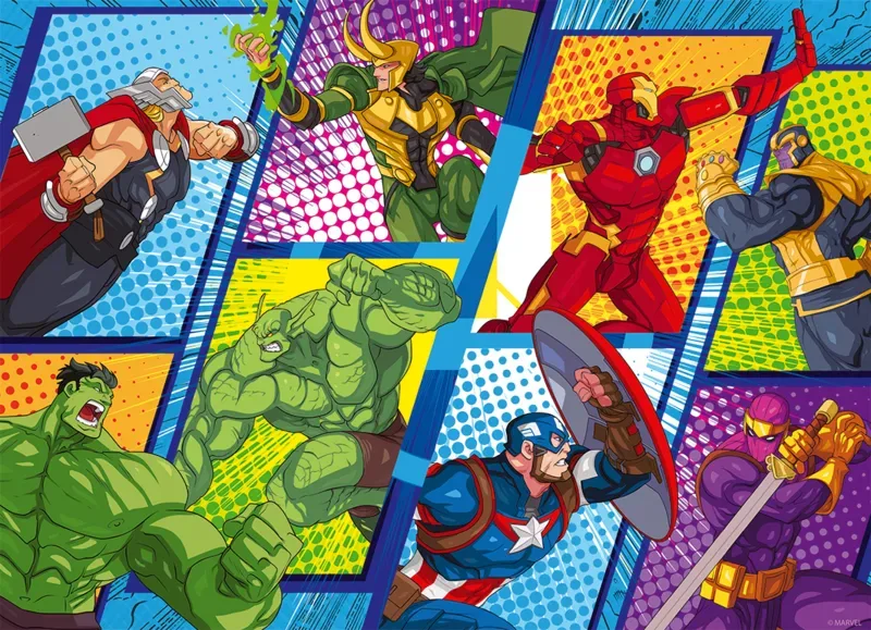 Puzzle Marvel Avengers - Les Avengers Contre les Méchants - 51 à 99 pièces van Nathan – doos