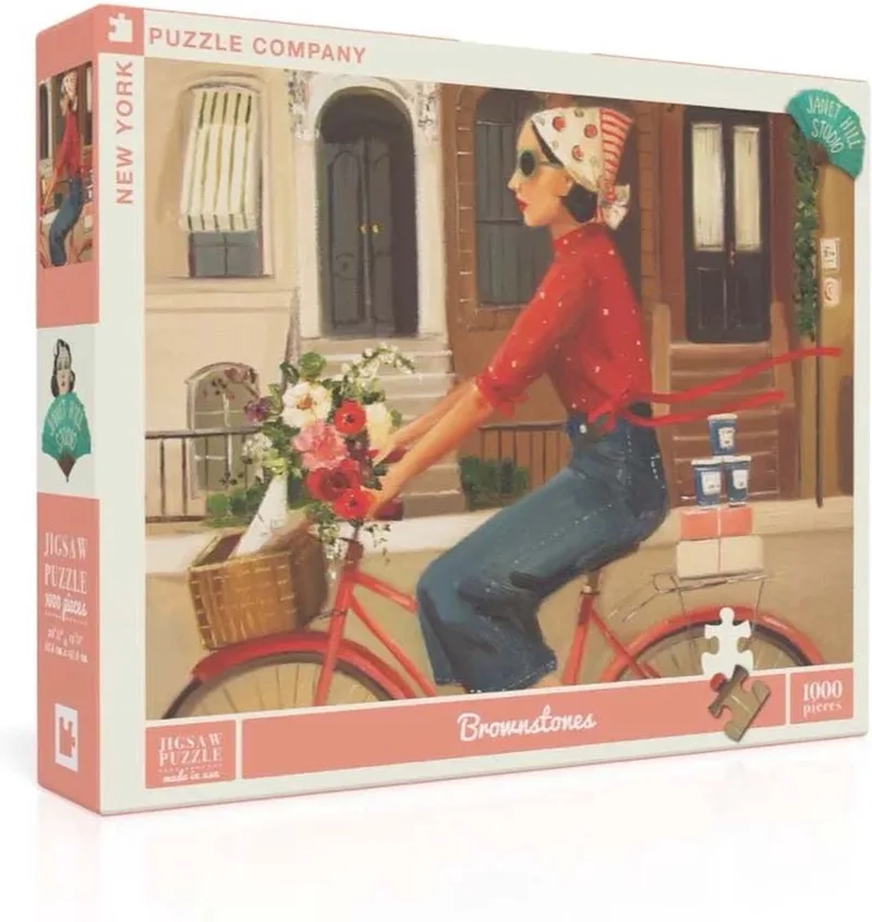 Janet Hill Brownstones - 1000 stukjes puzzel van New York Puzzle Company, editie Meerkleurig – doos