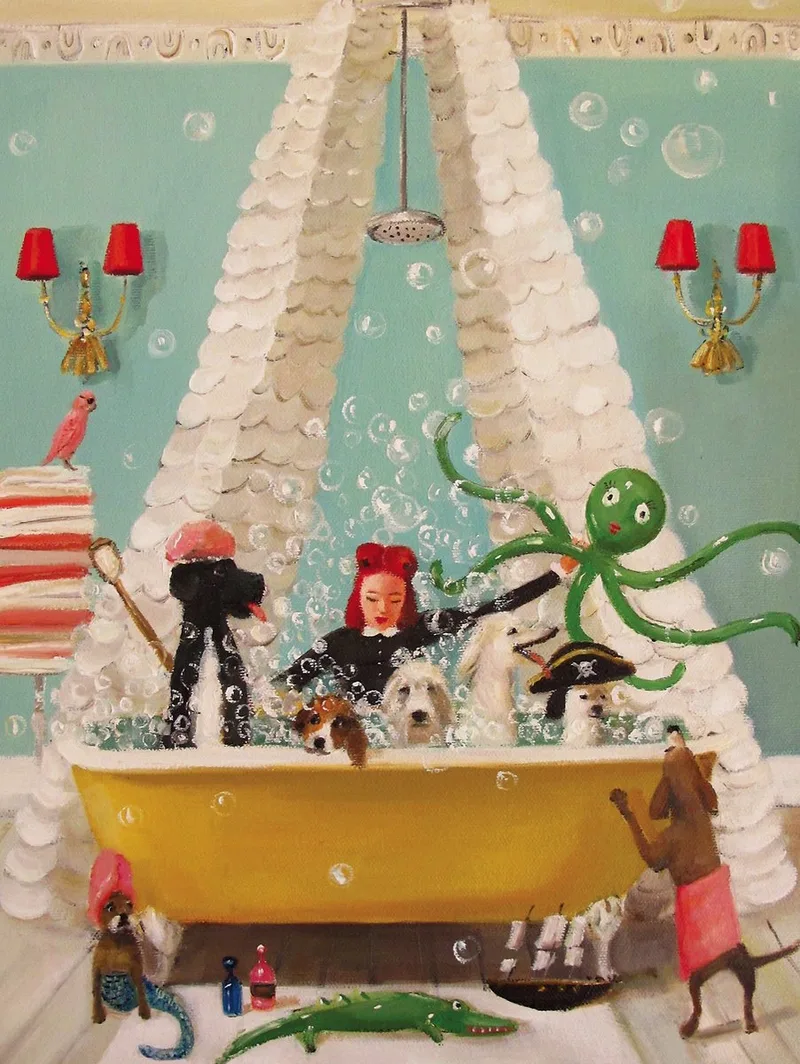 Janet Hill Bubble Bath - 1000 stukjes puzzel från New York Puzzle Company, utgåva Flerfärgad – kartong
