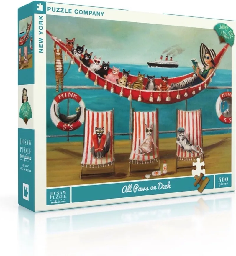 Puzzel All Paws on Deck - 500 stukjes from New York Puzzle Company, Multicolour edition – box