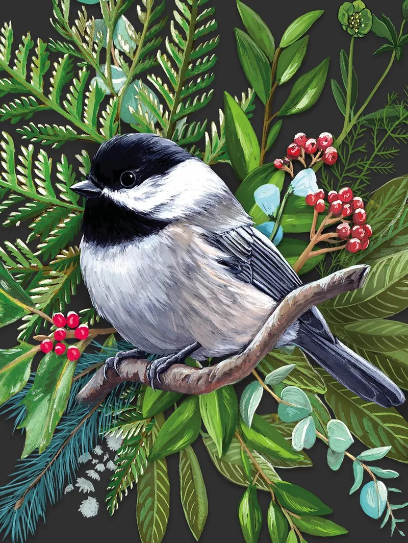 Puzzel Black-capped Chickadee - 500 stukjes fra New York Puzzle Company, Flerfarvet-udgave – æske