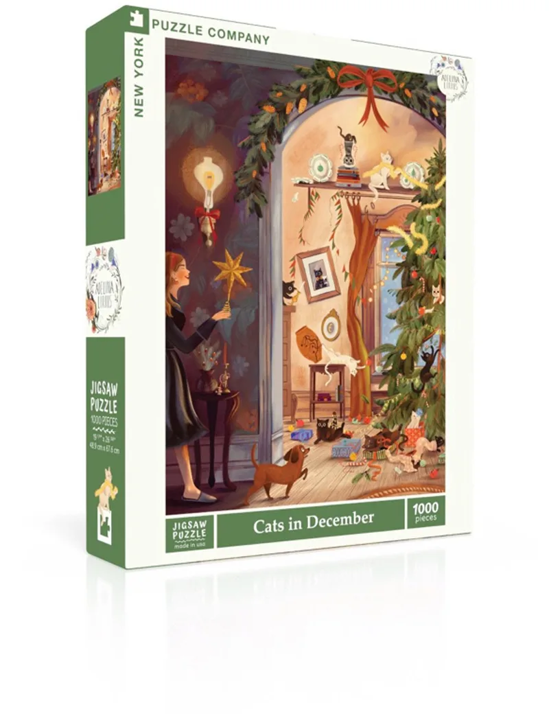 Puzzel - Cats in December - 1000 stukjes fra New York Puzzle Company, Flerfarvet-udgave – æske