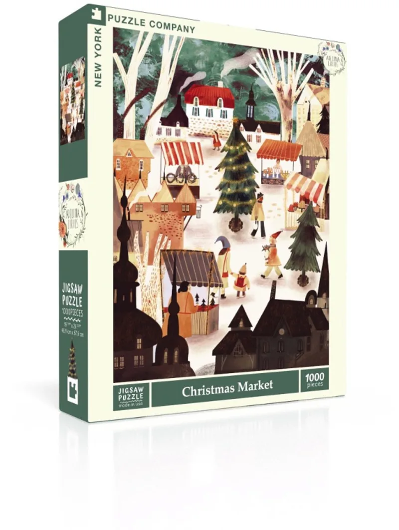 Puzzel Christmas Market - 1000 stukjes fra New York Puzzle Company, Flerfarvet-udgave – æske