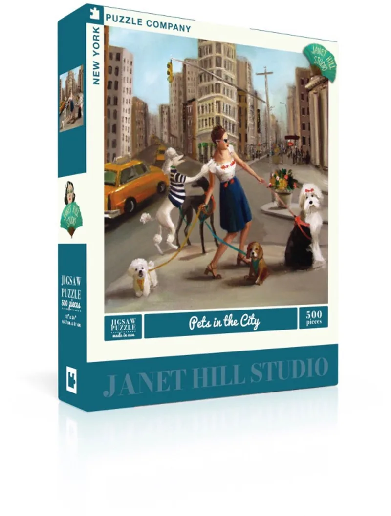 Puzzel Pets in the City - 500 stukjes fra New York Puzzle Company, Flerfarvet-udgave – æske