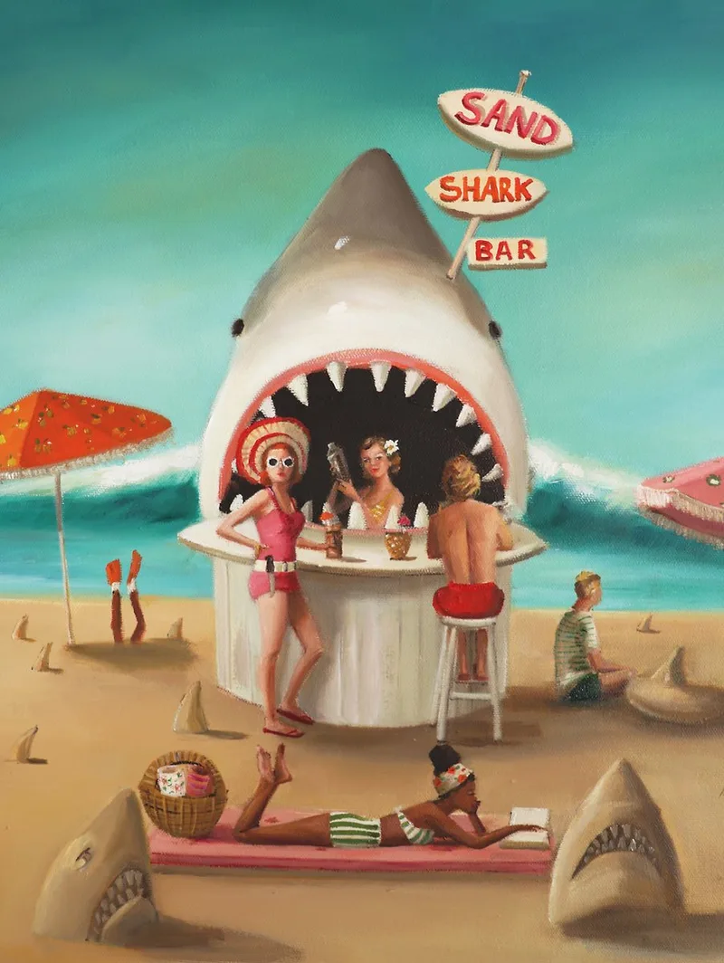 Puzzel Sand Shark Bar - 500 stukjes from New York Puzzle Company, Multicolour edition – box