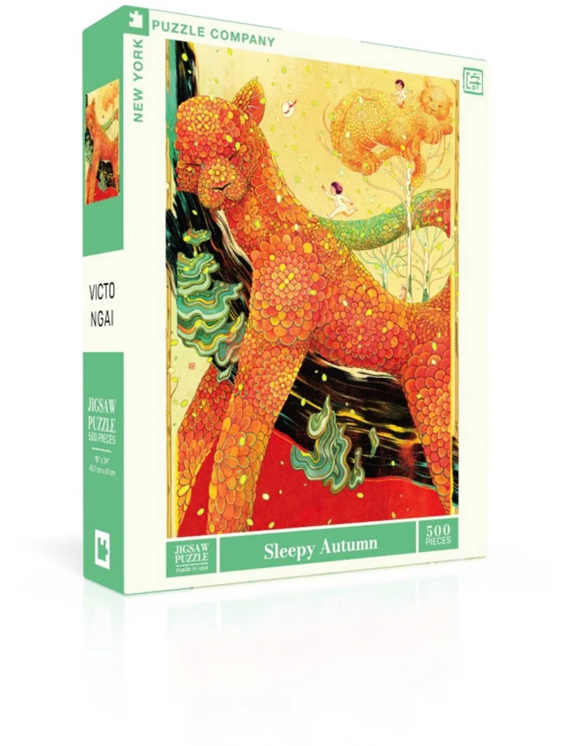 Puzzel Sleepy Autumn - 500 stukjes von New York Puzzle Company, Ausgabe Mehrfarbig – Schachtel