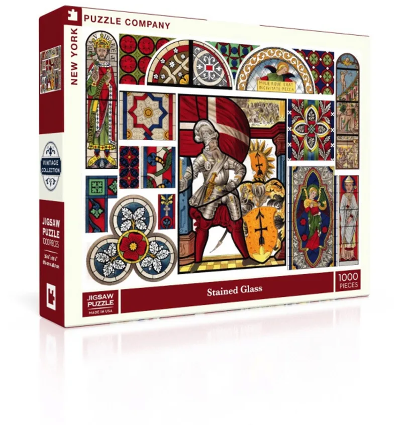 Puzzel Stained Glass - 1000 stukjes van New York Puzzle Company, editie Meerkleurig – doos