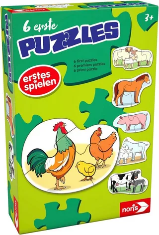 Puzzle 6 erste Puzzles - Bauernhoftiere, 19 Puzzleteile de Noris, édition Multicolore – boîte 2 sur 2