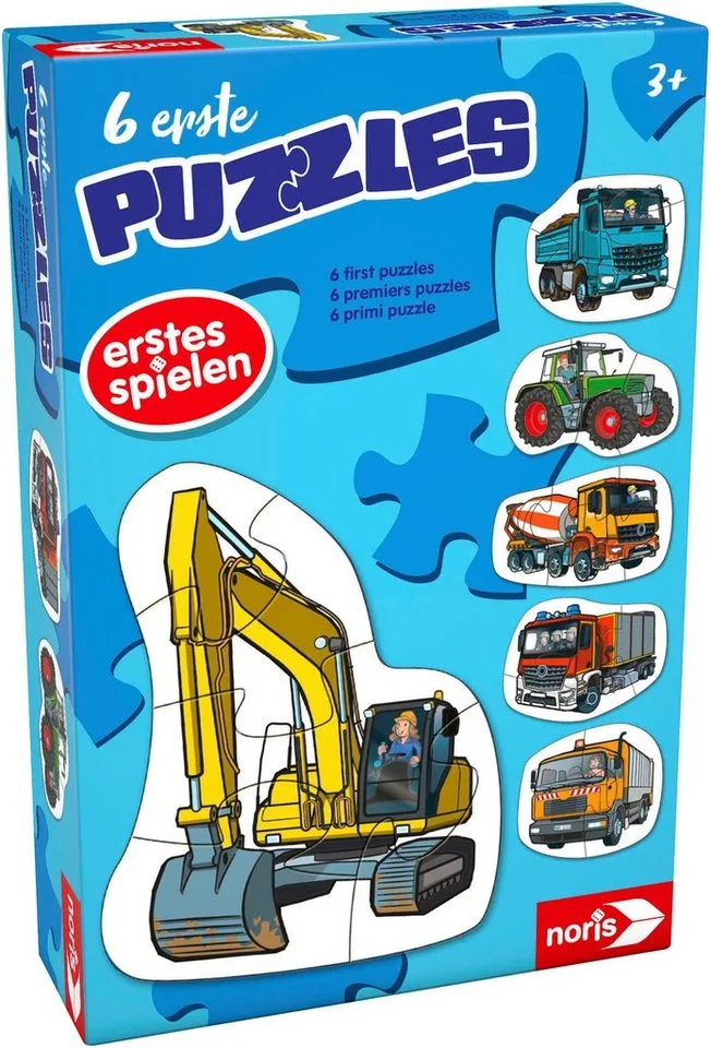 Puzzle 6 erste Puzzles - Fahrzeuge, 20 Puzzleteile von Noris, Ausgabe Mehrfarbig – Schachtel 1 von 2