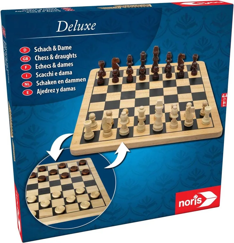 Schaken En Dammen Deluxe Hout 2-In-1 van Noris – doos 3 van 5