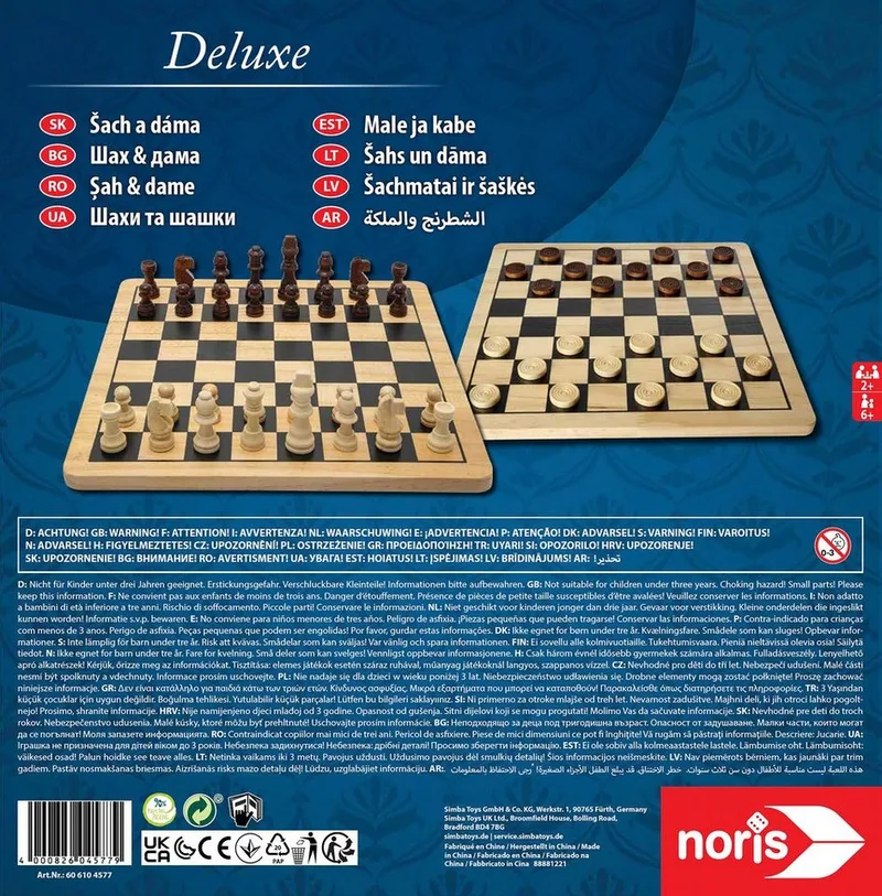 Schaken En Dammen Deluxe Hout 2-In-1 van Noris – doos 5 van 5