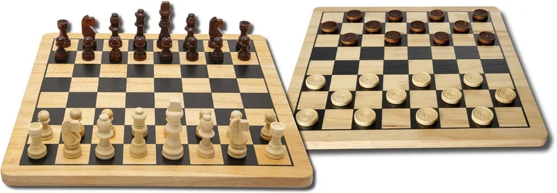 Schaken En Dammen Deluxe Hout 2-In-1 van Noris – doos 2 van 5