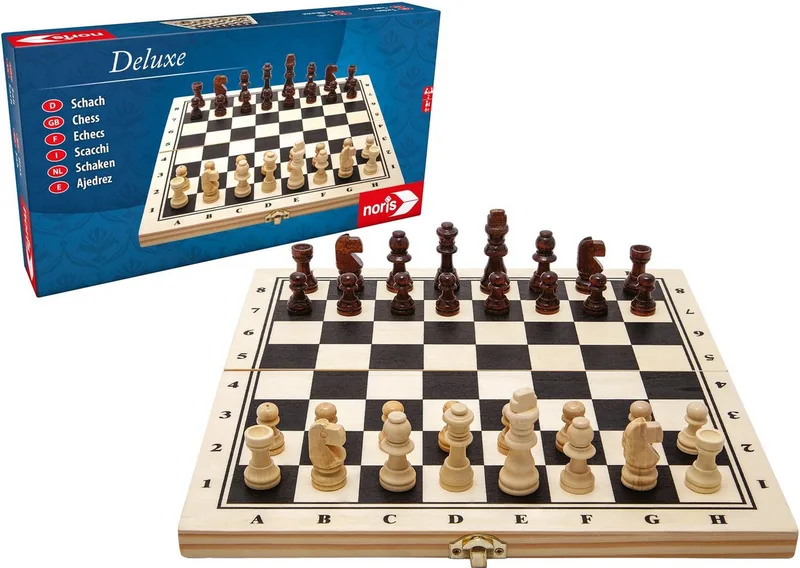 Spiel Deluxe Holz Schach from Noris, Bunt edition – box