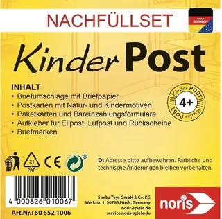Spiel Kinderspiel Lernspiele Kinderpostzubehör Erweiterung 606521006 von Noris – Schachtel 2 von 3
