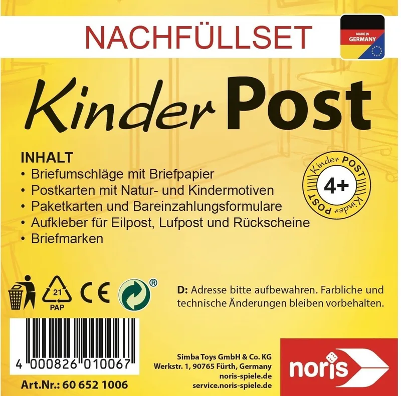 Spiel Kinderspiel Lernspiele Kinderpostzubehör Erweiterung 606521006 von Noris – Schachtel 2 von 3