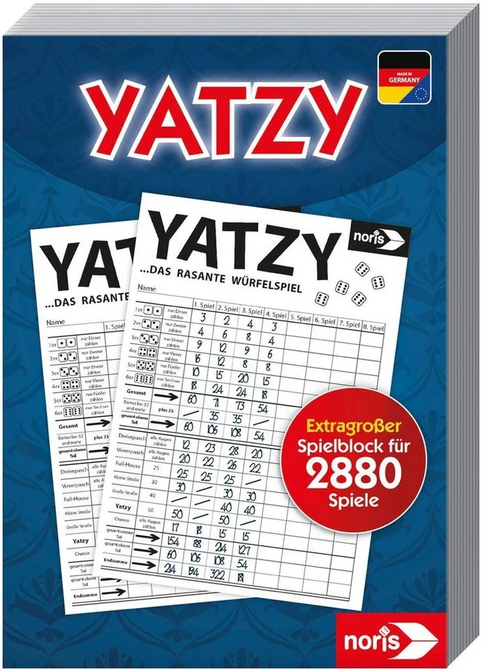 Spiel Zubehör Ersatzblock Yatzy extra großer Spielblock 606194320 van Noris – doos