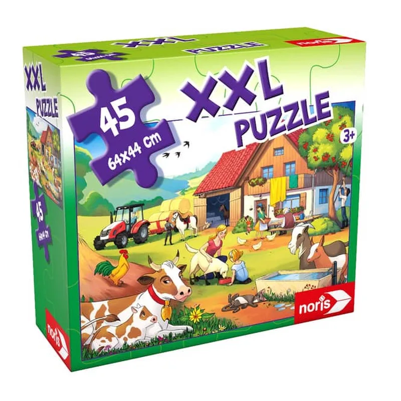 XXL Puzzel vakantie op de boerderij | 45 Extra grote puzzelstukken | 64 x 44cm | 3+ jaar van Noris, editie Meerkleurig – doos