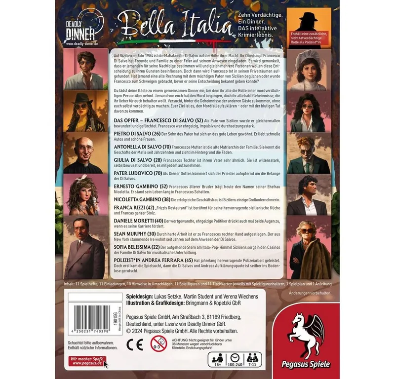 Spiel Deadly Dinner - Bella Italia de Pegasus Spiele – boîte 4 sur 4