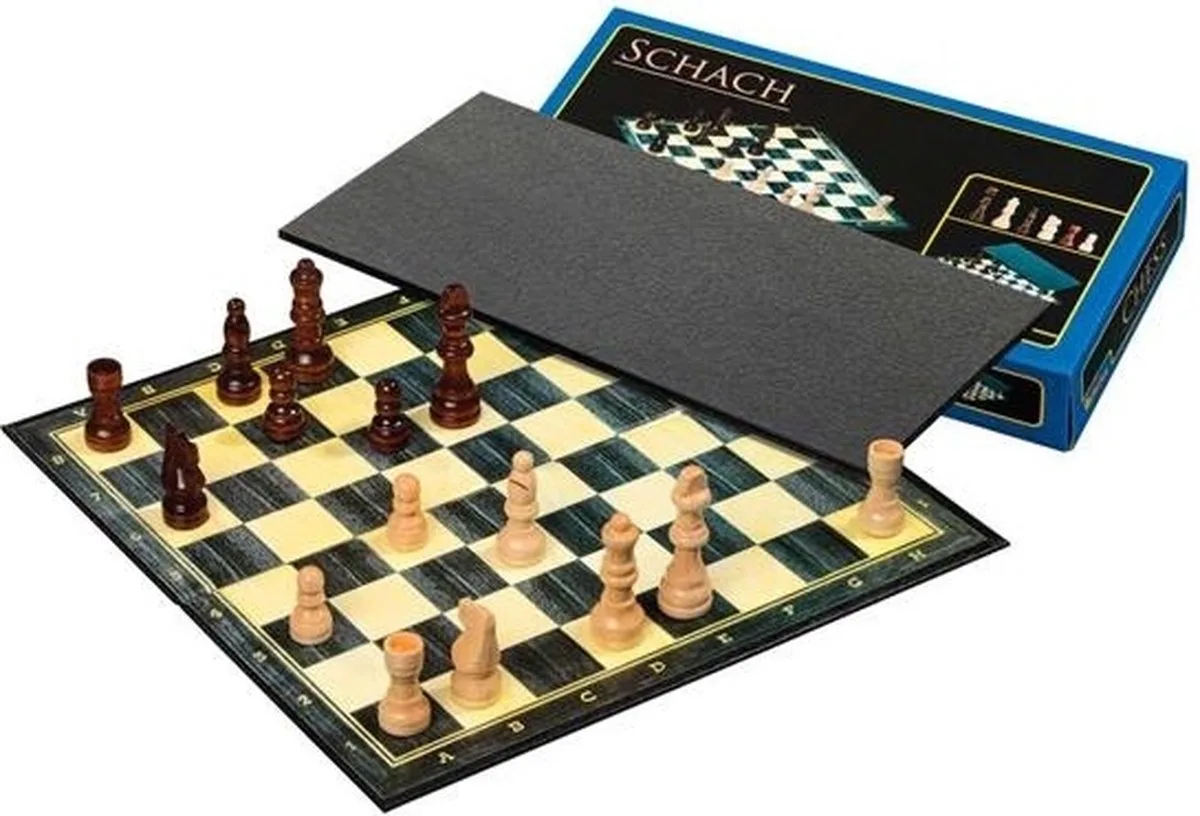 Schaakset Standaard met Randbeschrijving Veld 30 mm, Koningshoogte 64 mm de Philos – boîte