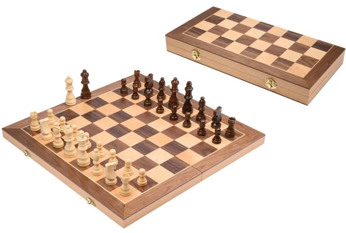 schaakspel houten schaakcassette 40 mm extra damespaar. de Philos – boîte