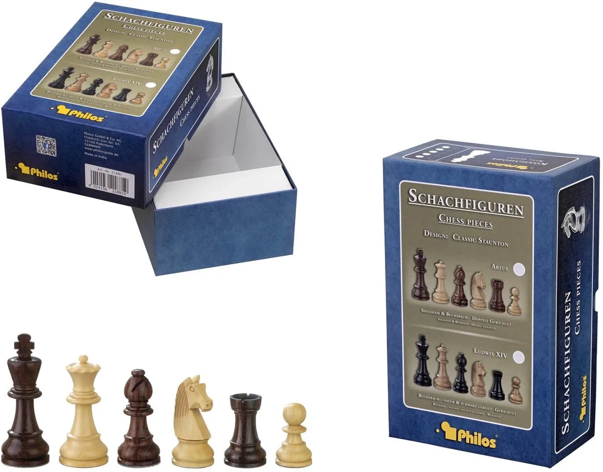schaakstukken Barbarossa koningshoogte houten set. de Philos – boîte