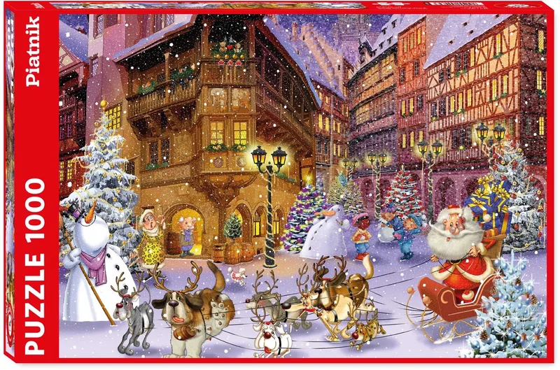 puzzel kerst dorp 1000 stukjes - legpuzzel winter thema. van Piatnik, editie Meerkleurig – doos