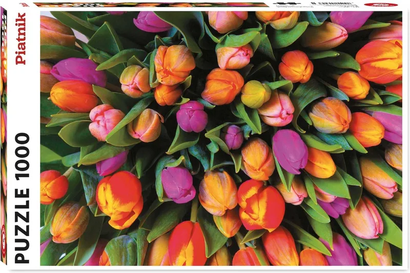 puzzel tulpen 1000 stukjes - kleurrijke legpuzzel bloemen. van Piatnik, editie Meerkleurig – doos