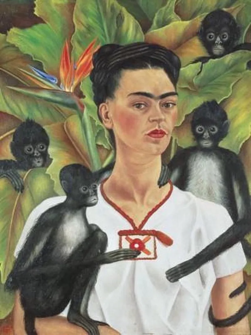 Self Portrait with Monkeys - Frida Kahlo (1000) van Piatnik – doos