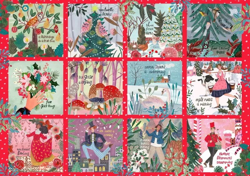 kerst puzzel 2000 stukjes - 12 Days of Christmas. from Pieces & Peace, Multicolour edition – box