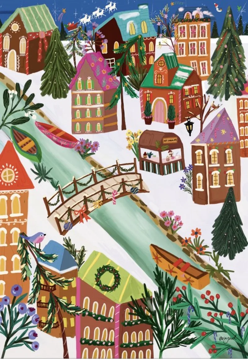 puzzel Ginger Bread Village 1000 stukjes puzzel. fra Pieces & Peace, Flerfarvet-udgave – æske
