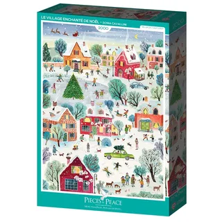 puzzel kerst Le Village Enchanté de Noël - 2000 stukjes. van Pieces & Peace, editie Meerkleurig – doos 2 van 2