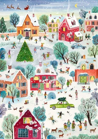 puzzel kerst Le Village Enchanté de Noël - 2000 stukjes. van Pieces & Peace, editie Meerkleurig – doos 1 van 2