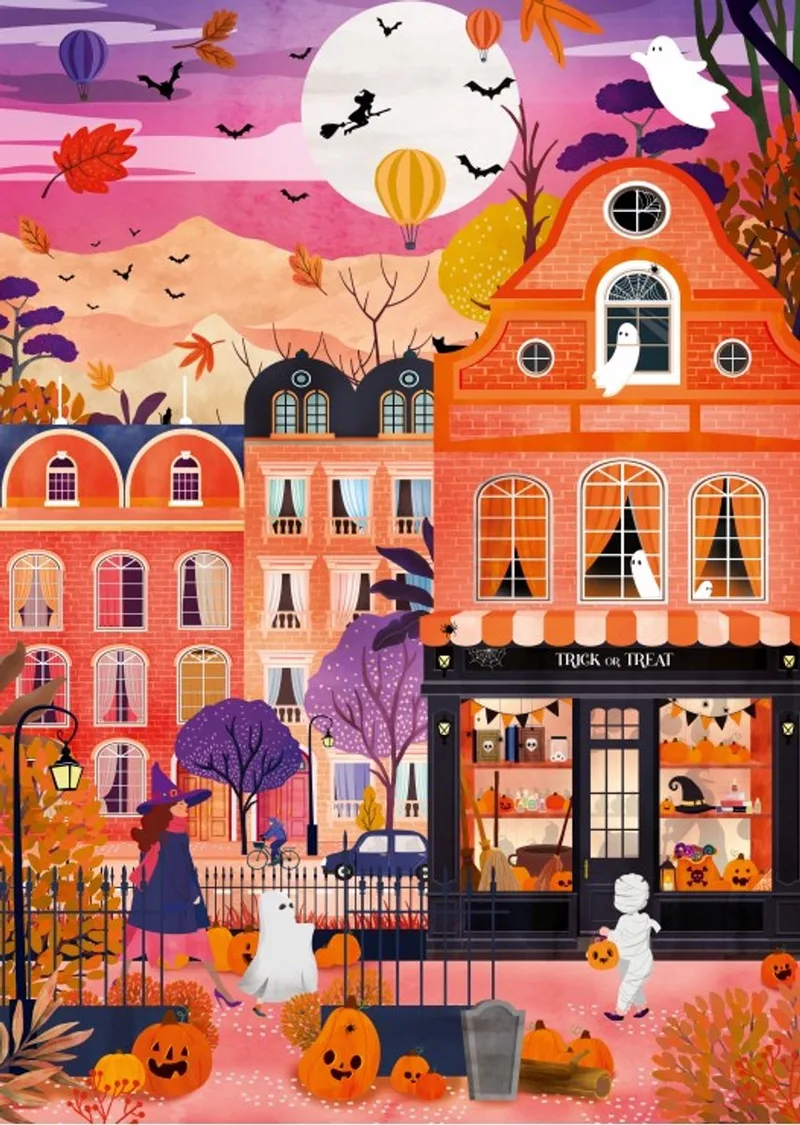 puzzel Trick or Treat - 1000 stukjes legpuzzel. de Pieces & Peace, édition Multicolore – boîte