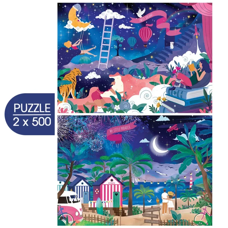 Puzzle 2 Puzzles - My Dreams - 500 à 999 pièces fra Pieces & Peace – æske