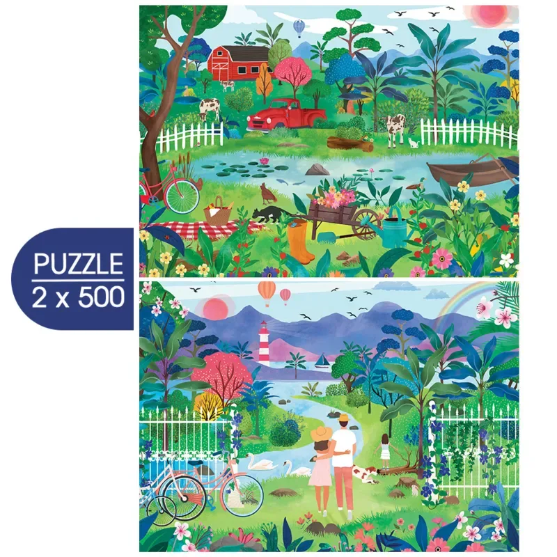 Puzzle 2 Puzzles - Ode au Printemps - 500 à 999 pièces från Pieces & Peace – kartong