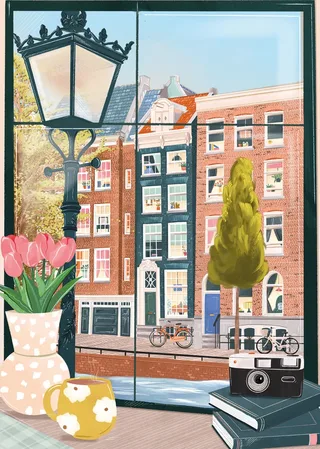 Puzzle Amsterdam vue d'un Café - 500 à 999 pièces von Pieces & Peace – Schachtel 1 von 2